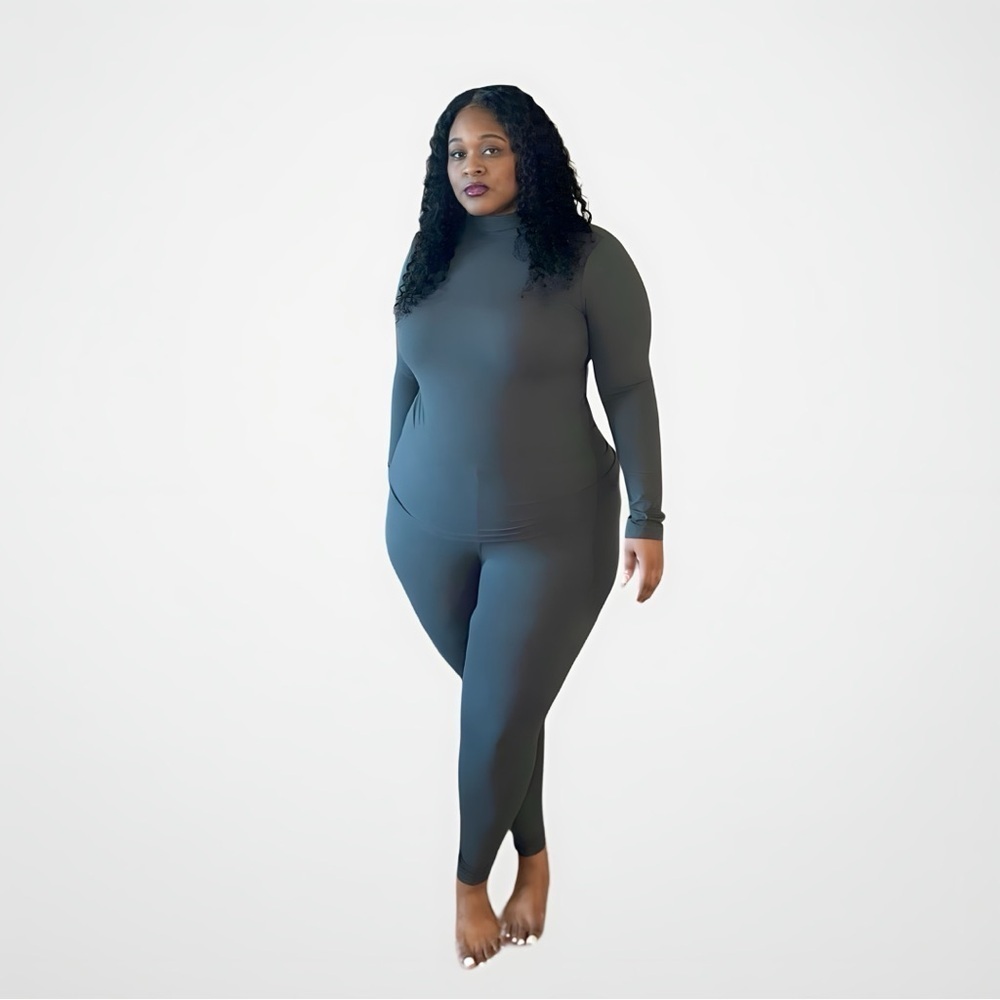 Ash Grey Microfiber Leggings Set - Picture 4 of 5